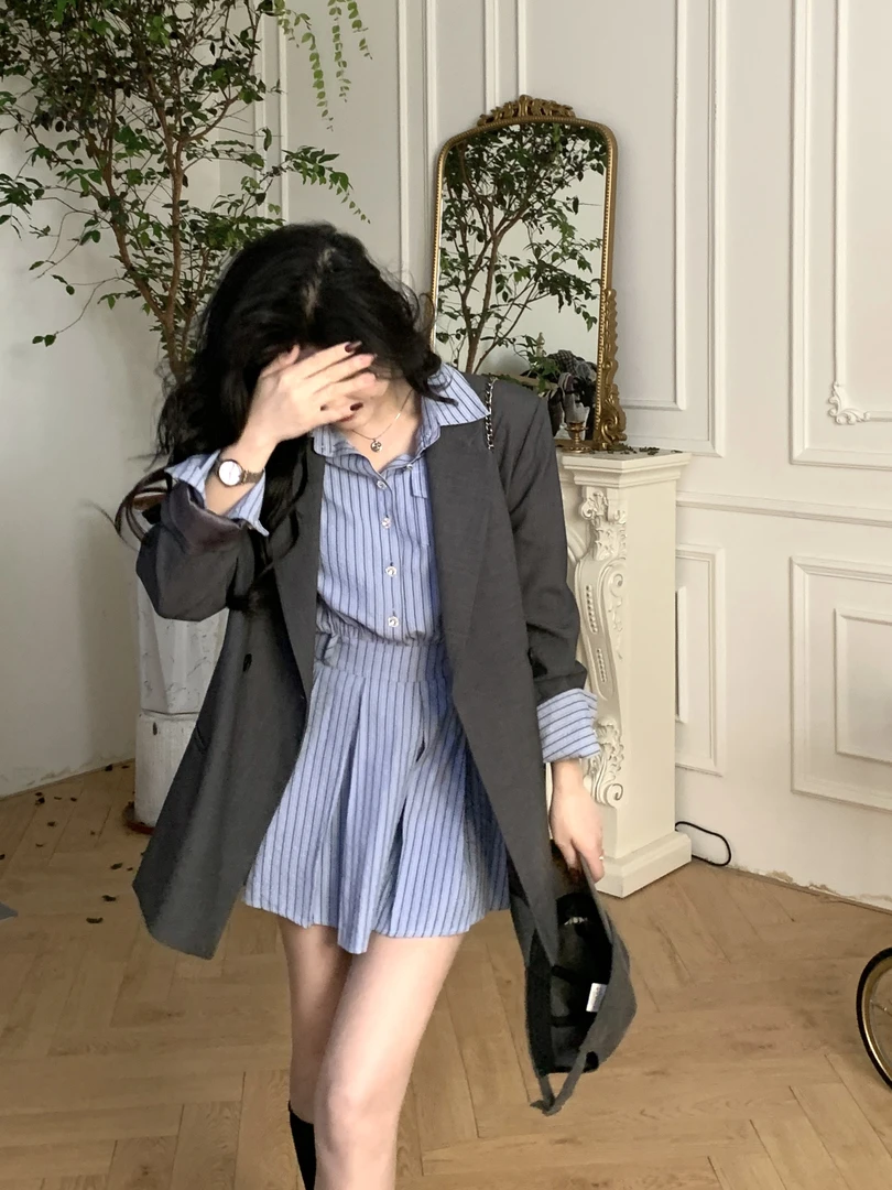 【vivi】男友风灰色西装外套2566