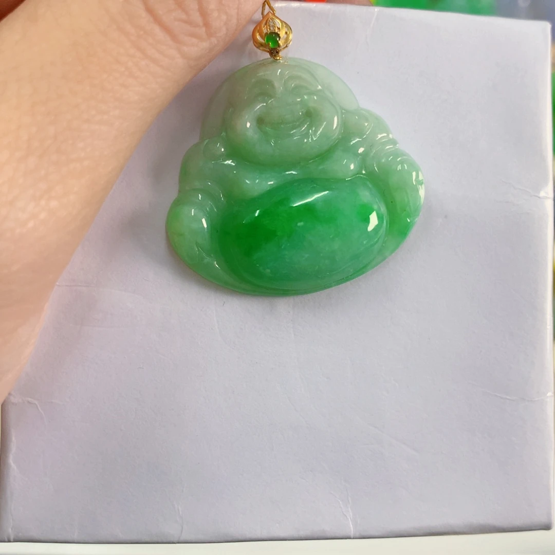 吊坠(不含链)18K金镶嵌翡翠