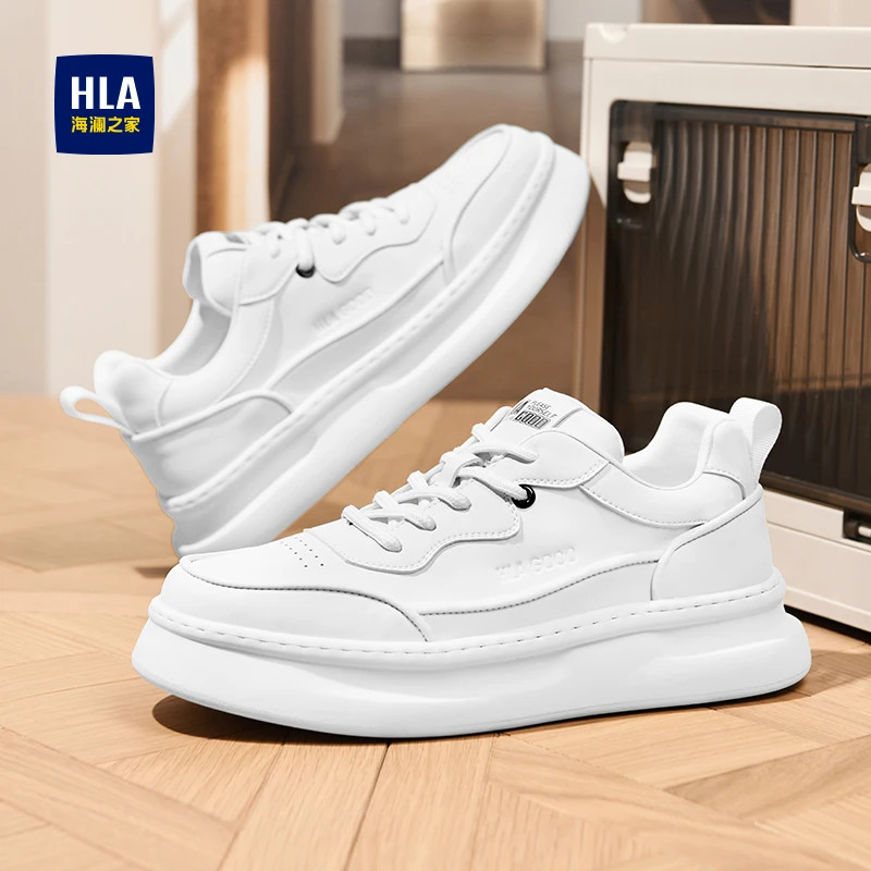HLA/海澜之家男鞋2025秋季新款潮流休闲板鞋厚底百搭透气小白鞋子