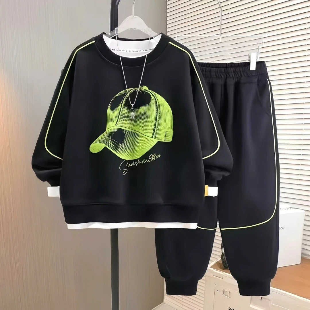 男童春秋运动套装新款儿童秋季长袖卫衣宽松卫裤炸街帅气休闲秋装