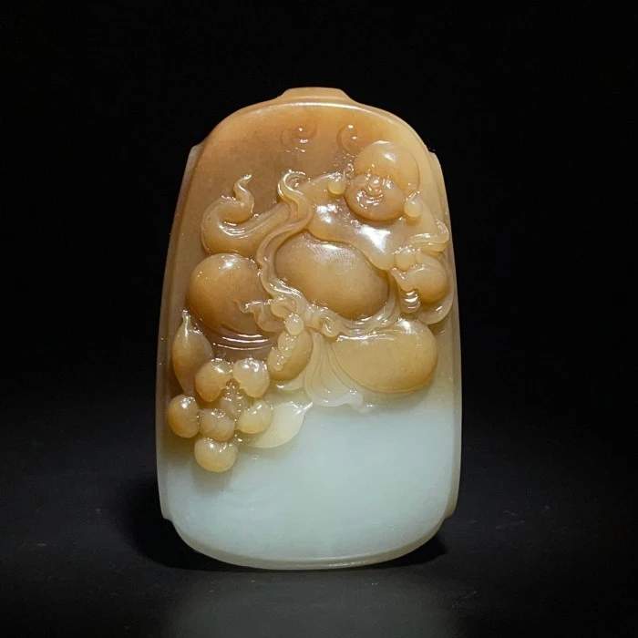 《民国》和田玉弥勒佛 山东国营文物商店 NYDYC61183-11205