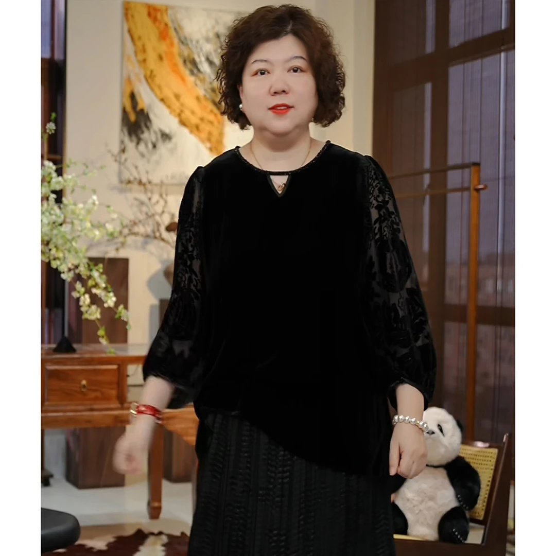 金雀绫【名媛序曲】100桑蚕丝丝绒法式镂空加宽加大小衫SZA2S485