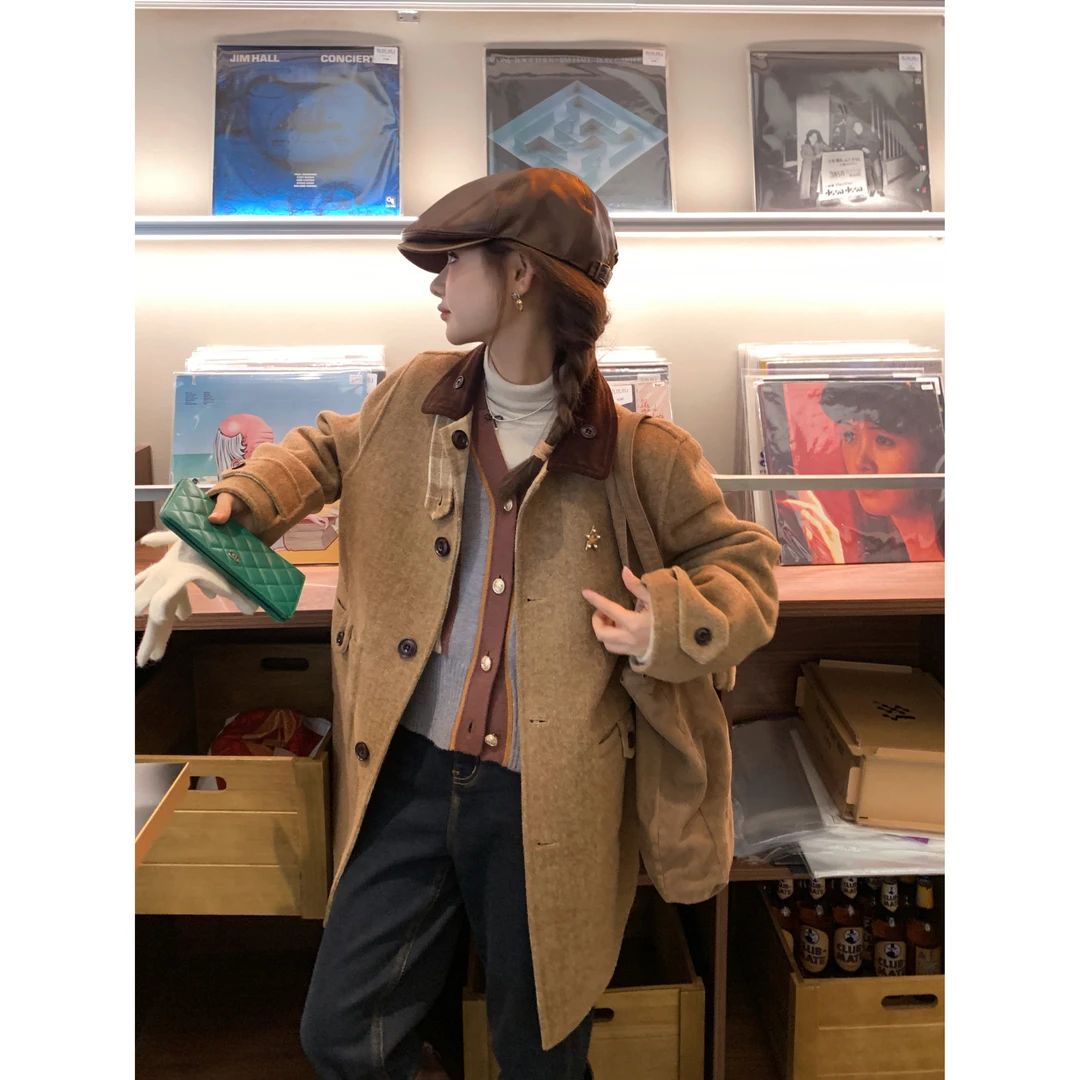 3DEEMO【南韩艺术生】正反两面穿韩范儿十足双面尼外套 WZ2124