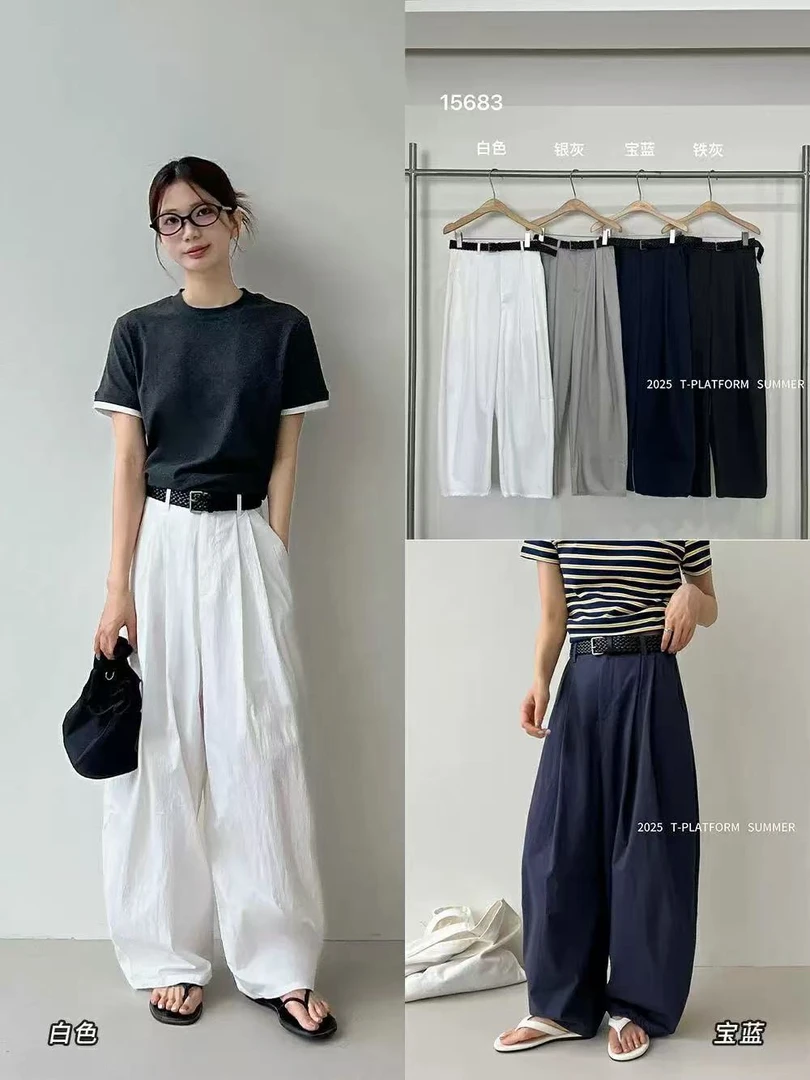 【十三行TT家断码福福款15683#】弯刀裤夏季清爽半松紧百搭韩