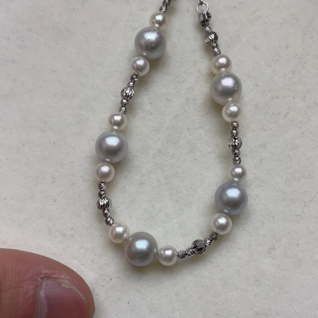 银S925镶嵌手绳海水珍珠