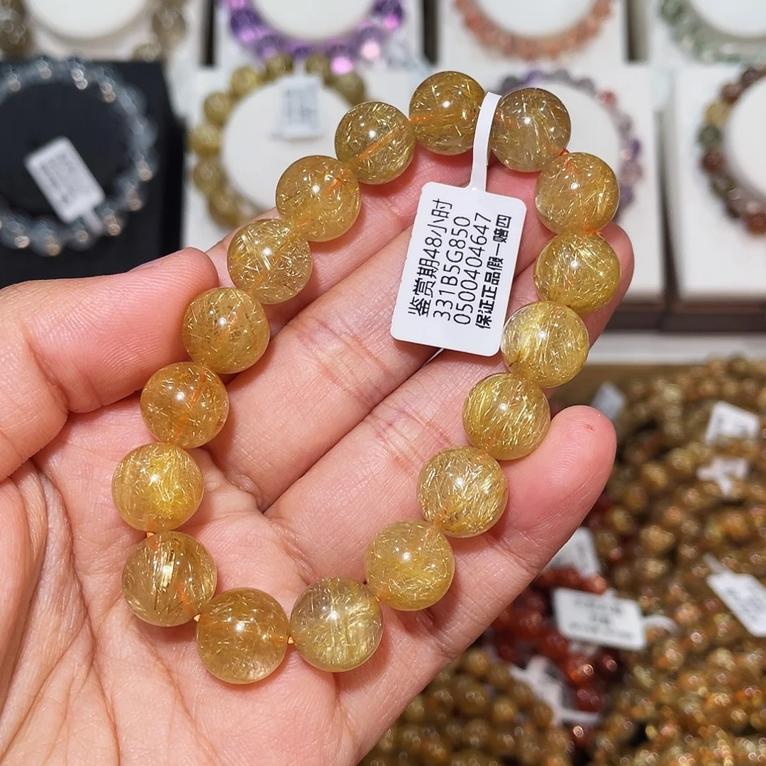 未镶嵌发晶手链烟花钛晶12mm