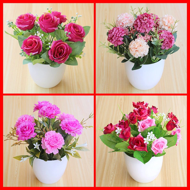 厂家直供客厅装饰品小雏菊假花盆景创意摆放绢花盆栽摄影道具摆件
