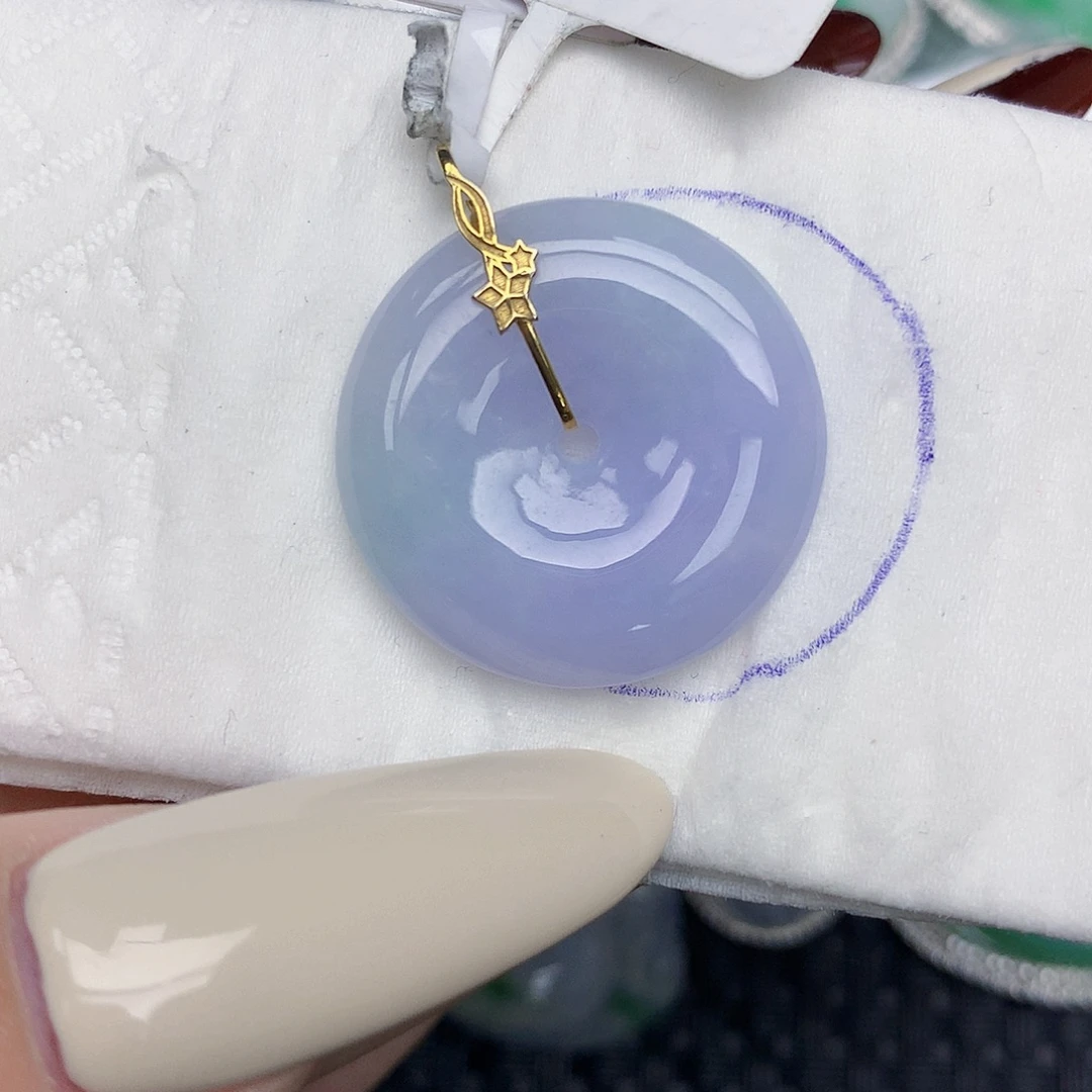 翡翠18K金镶嵌颈饰天然缅甸翡翠a货百元以上9元证书费自理