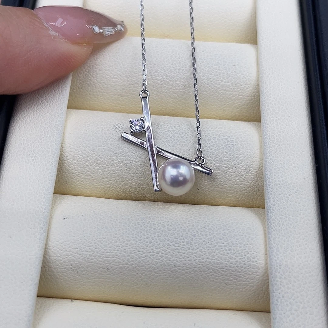 海水珍珠银S925镶嵌颈饰