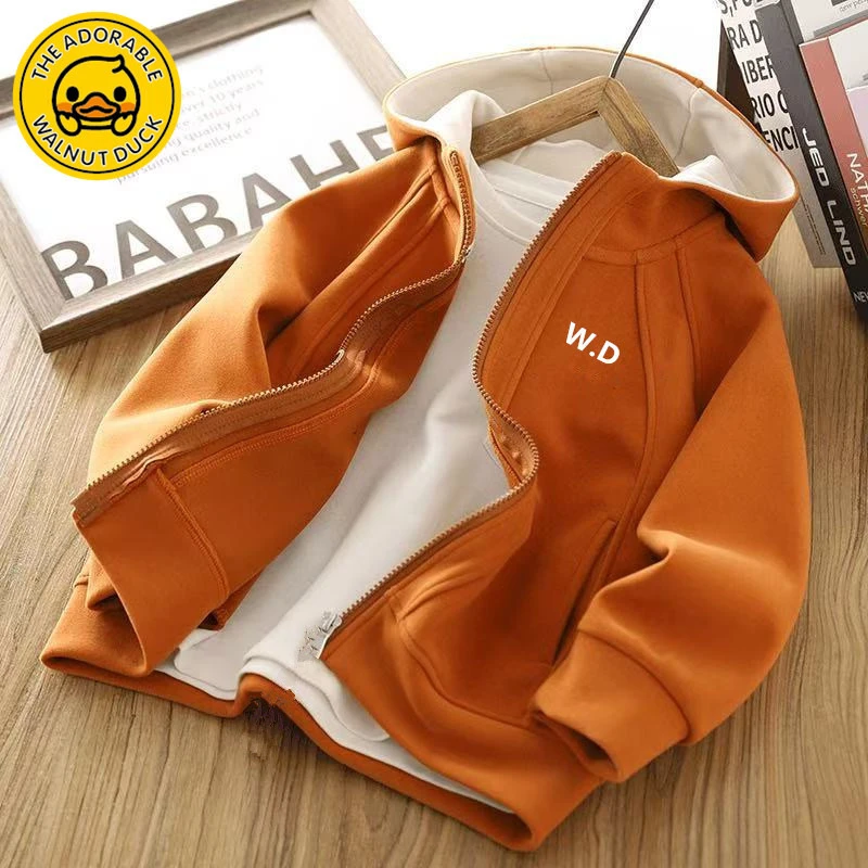 小黄鸭春秋装新款儿童拼色潮酷防风儿童运动外套春季拉链衫