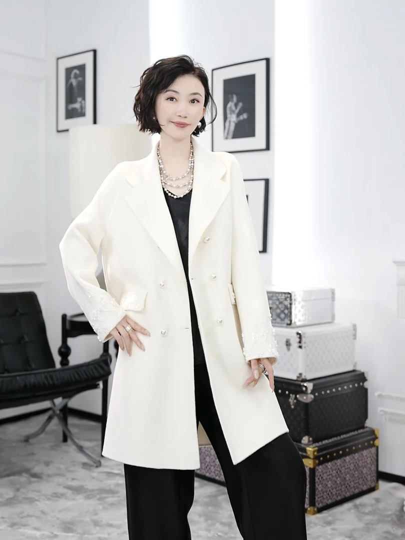 Betty Bairn【秋月绵延】高定系列羊毛山羊绒大衣外套24B-BW7656
