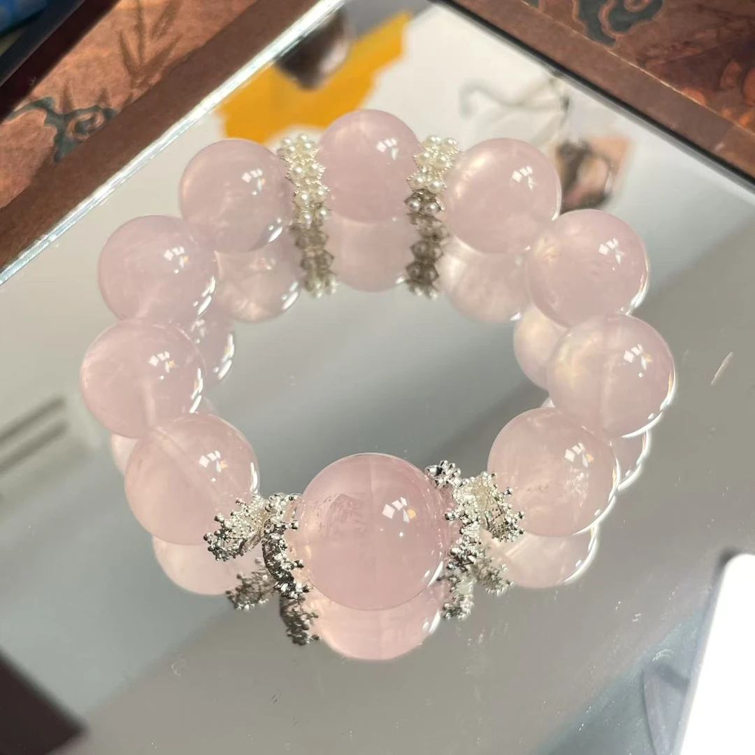 【红粉佳人】大颗粒粉水晶单圈手串1407 颜色微差 多样性发