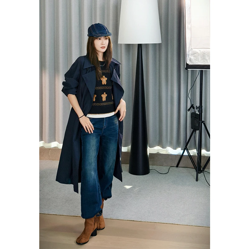 A美洋MEIYANG 梅川二号风衣【商场同款】时尚气质英伦双排扣外套R