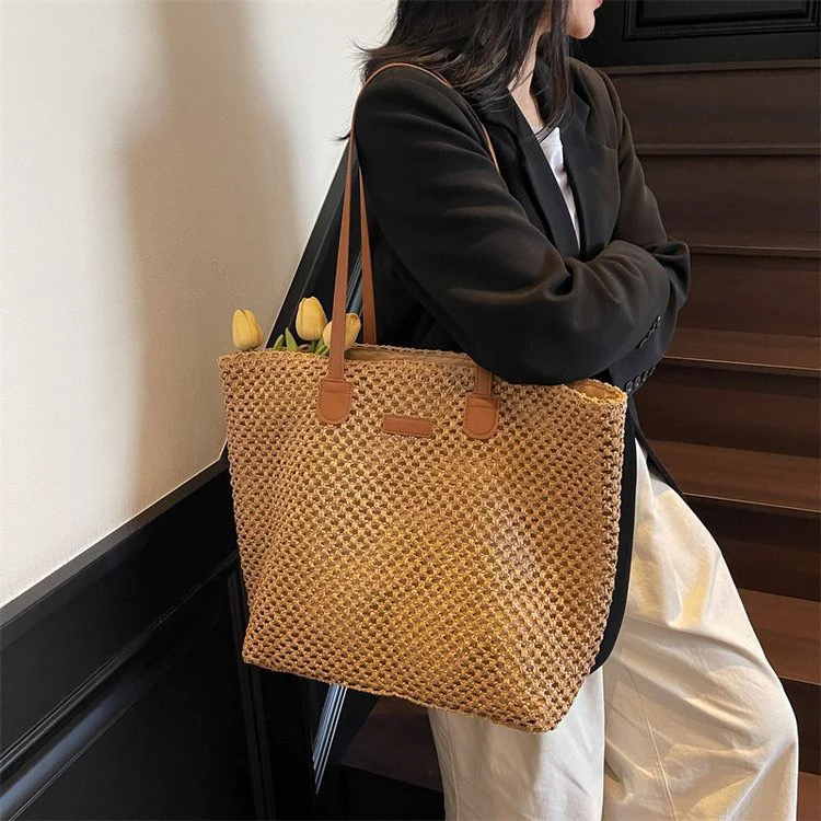 编织包包女百搭新款潮高级感小众度假单肩包大容量托特包通勤包