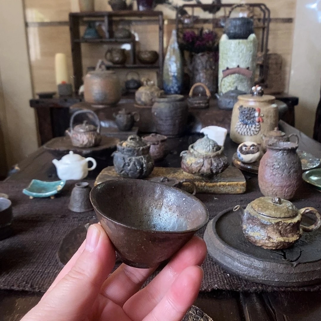 手工制作柴烧茶具