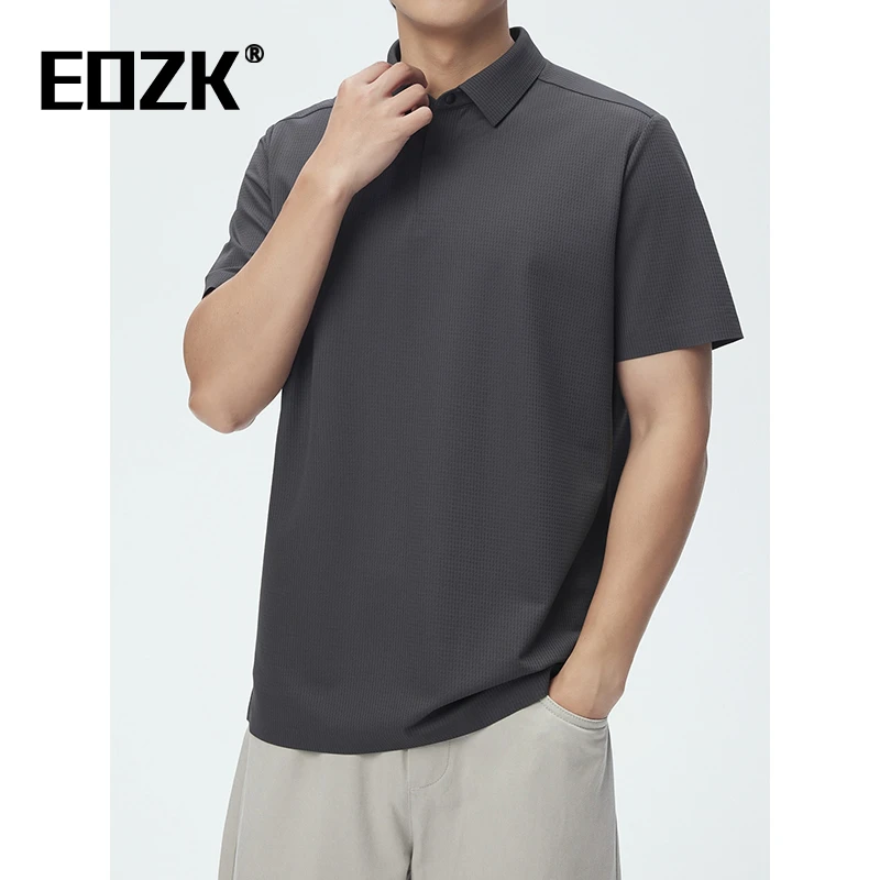 Eozk冰丝短袖polo衫男士2025年夏季新薄款休闲上衣潮牌半袖t恤男