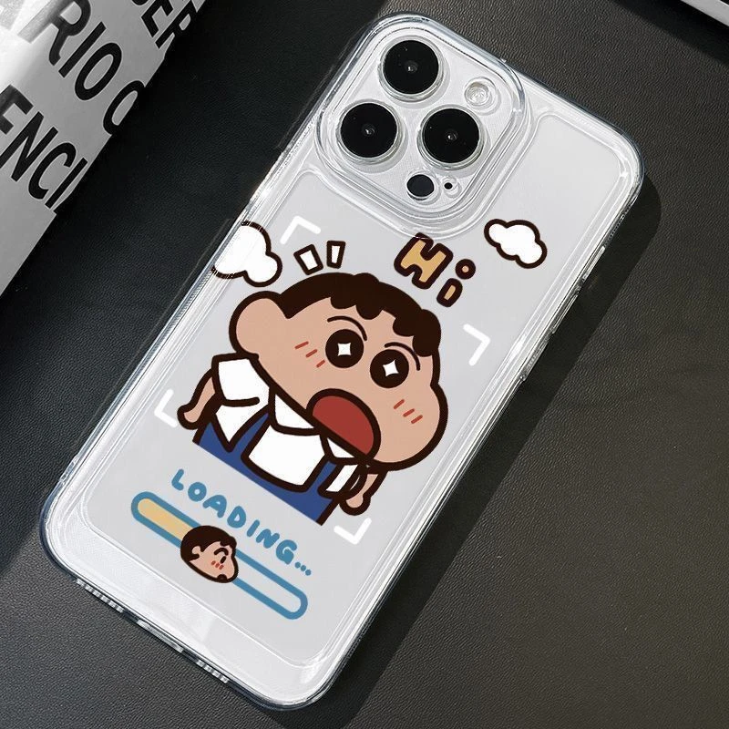 蜡笔小新图案适用于苹果多型号手机的全包趣味卡通防摔手机壳透明