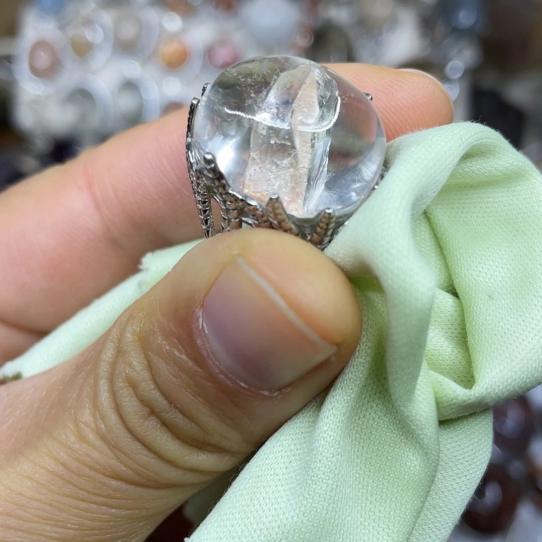 【闪购商品】银S925镶嵌珠宝半成品水晶戒指