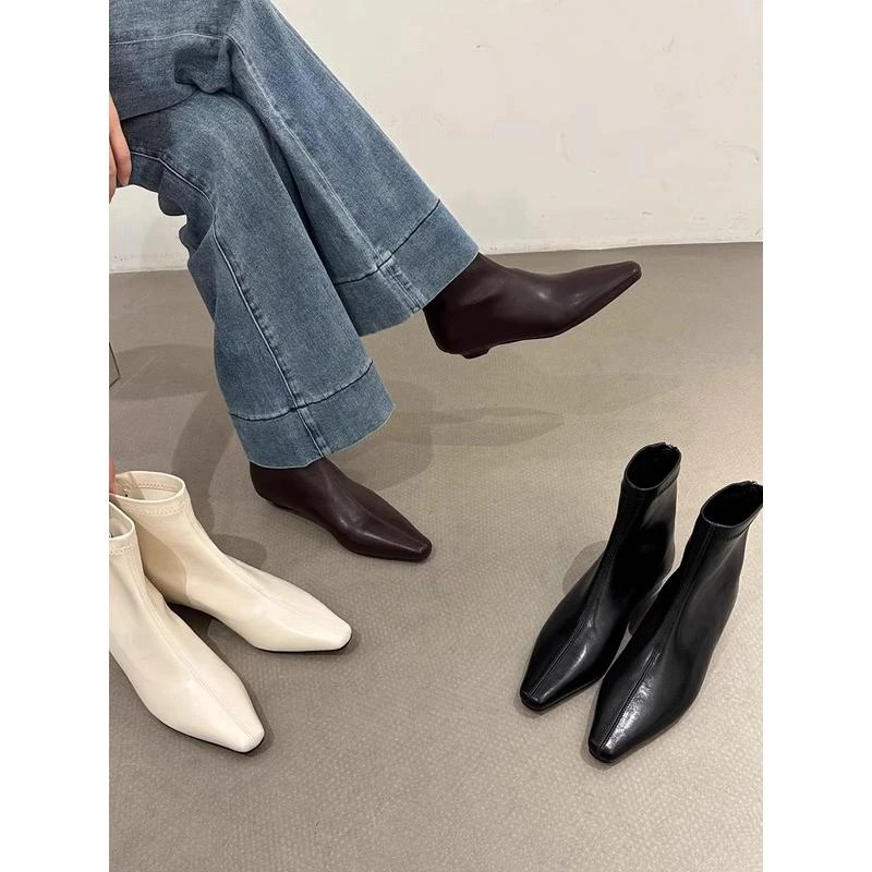 梦梦家/GUO988-1韩系极简设计～时髦百搭短靴瘦瘦靴裸靴软皮ins