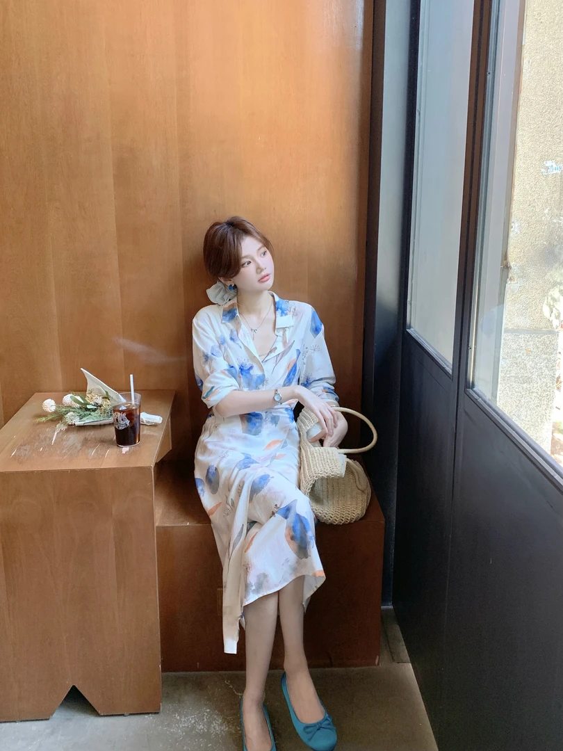 【芝士Cheese】佩茨少女 长袖印花常规设计师秋季甜辣美式连衣裙