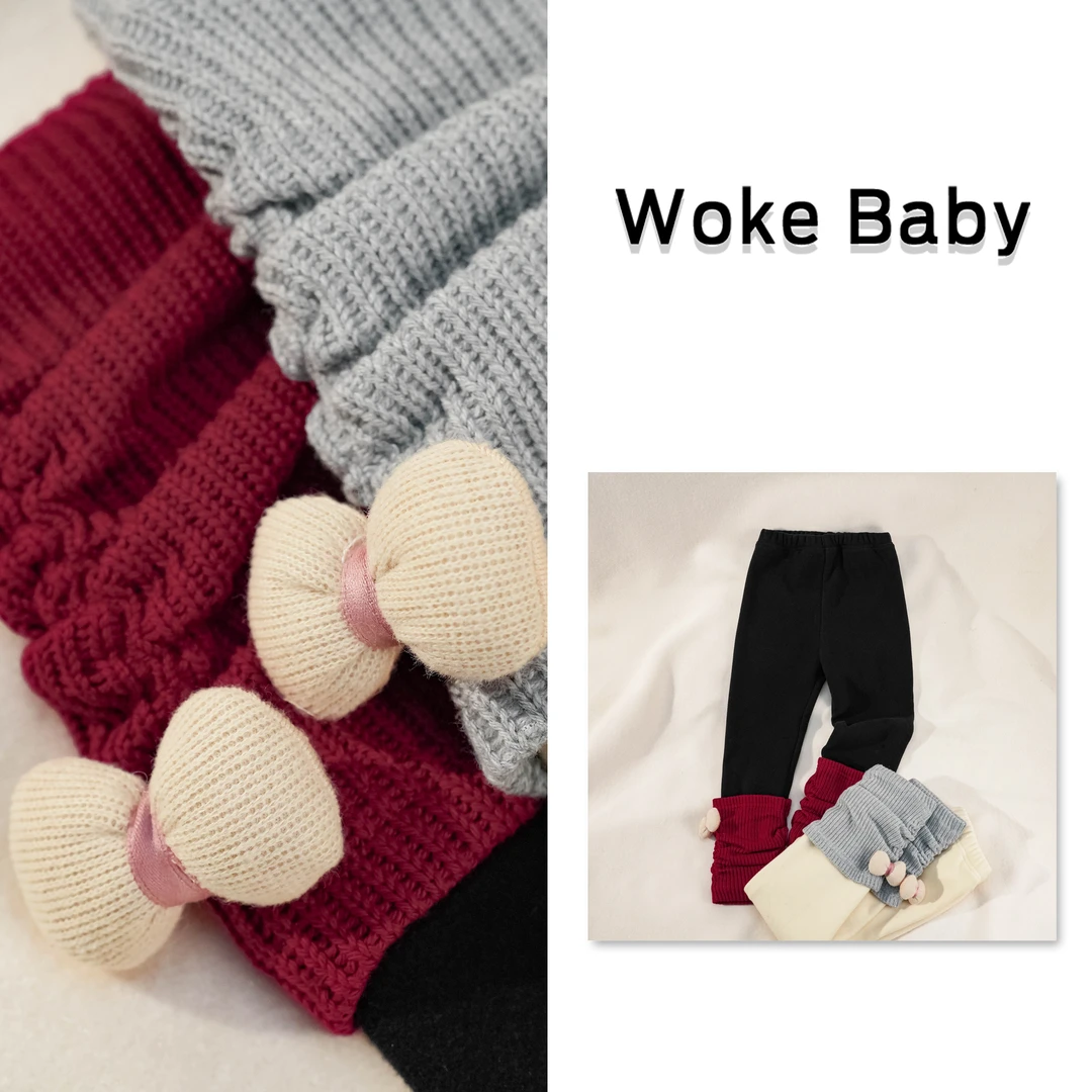 现货【随意堆叠】女童秋冬季加绒裤子加厚儿童汉服百搭长裤V10031