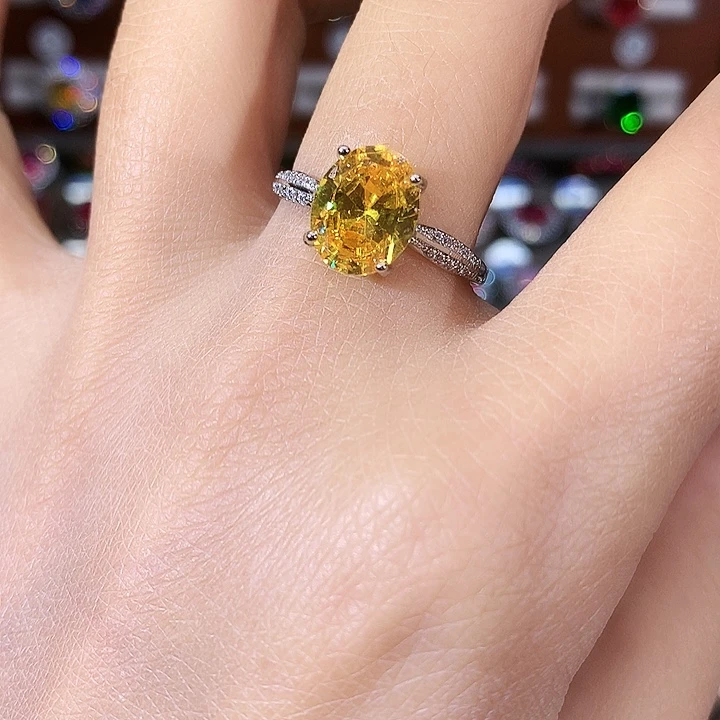 银S925镶嵌碧玺戒指白810