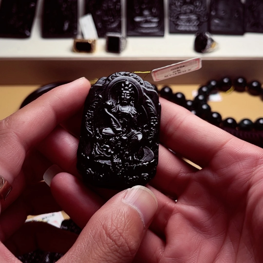 @***圆天然缅料a货 钢琴黑挂件a126