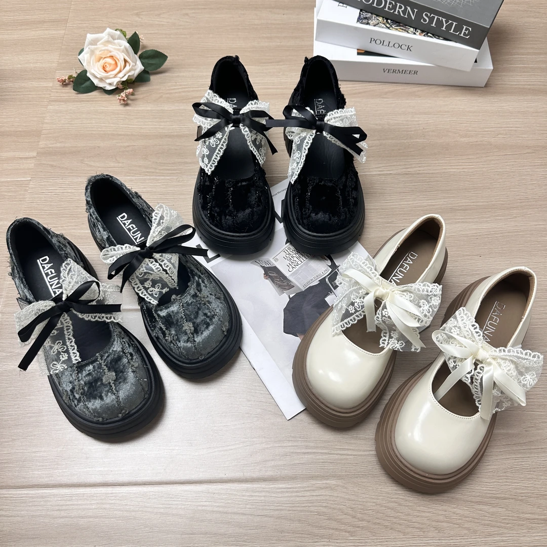 【Z5】大头蝴蝶结玛丽珍女2025春夏新款时尚新中式小个子厚底鞋