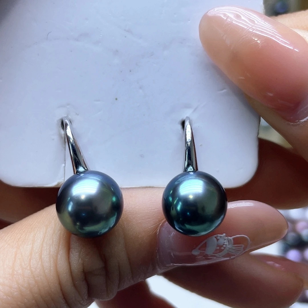 海水珍珠耳饰银S925镶嵌