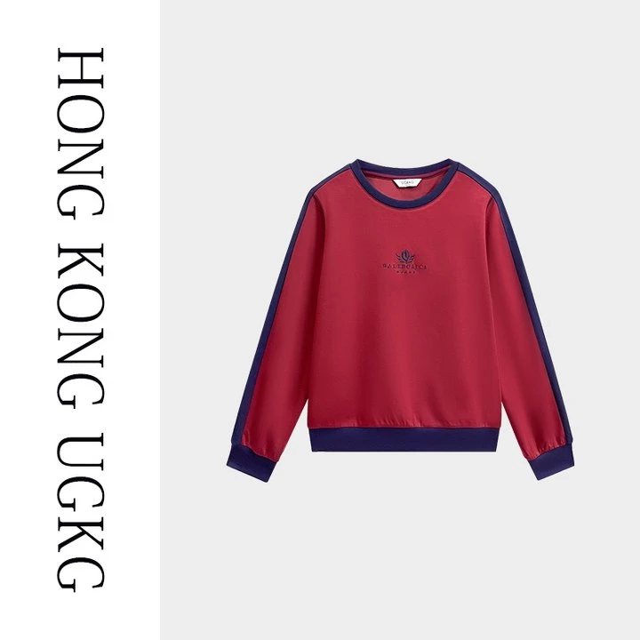 香港UGKG红色套头宽松卫衣休闲运动秋冬打底2024新款女73243LZ029