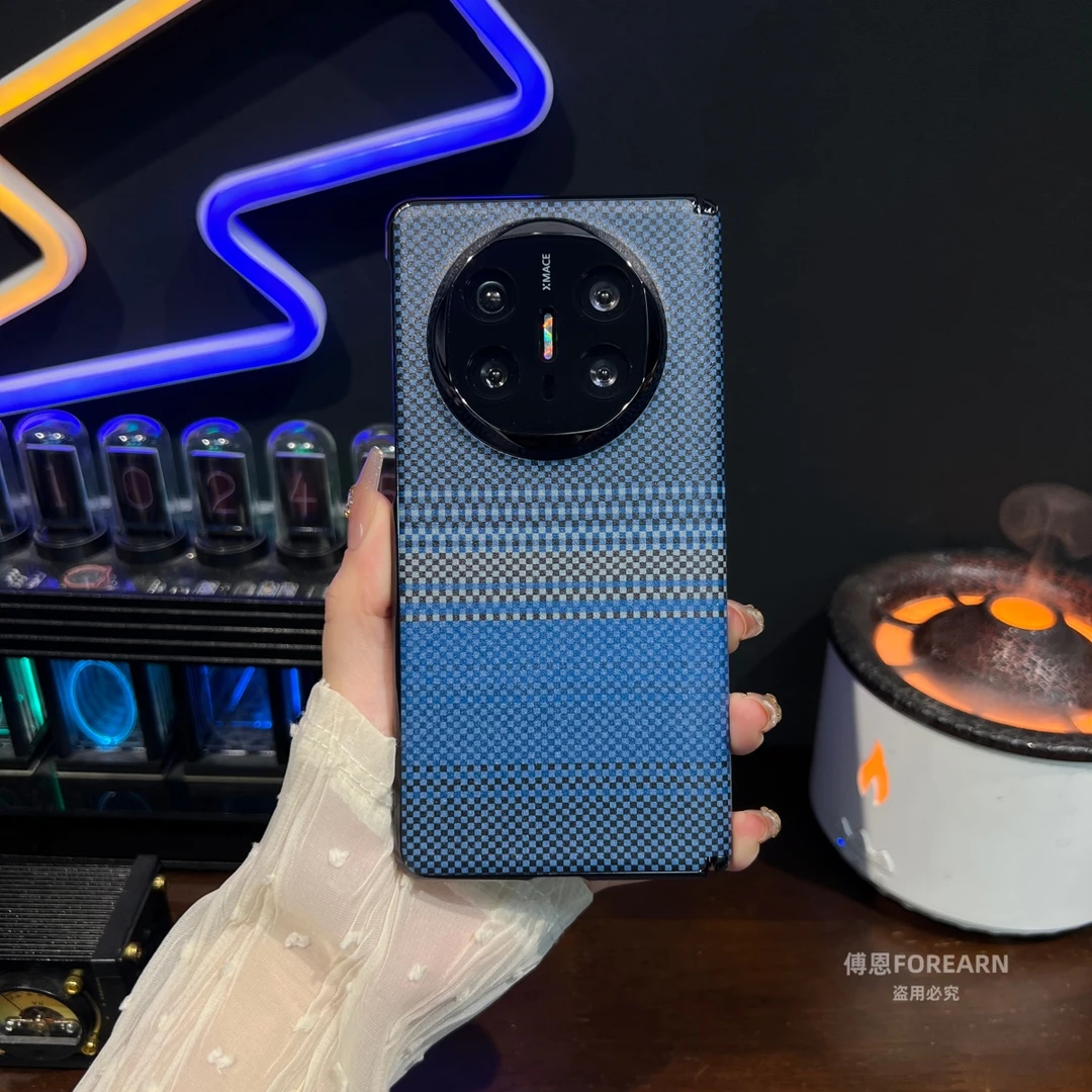 适用于华为matex6手机壳折叠屏matex5保护套凯夫拉纹新款x3中轴