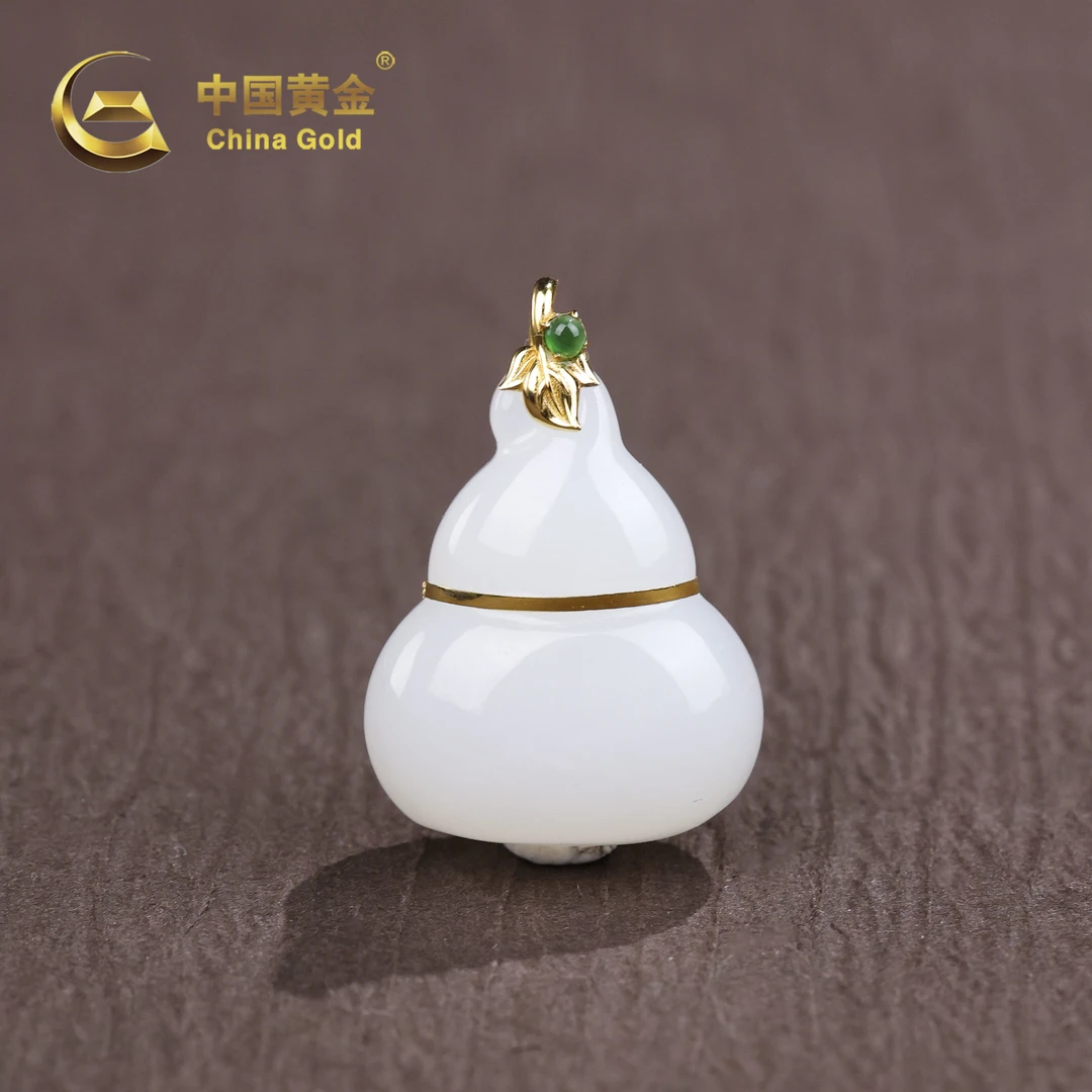 【中国黄金】招福 | 和田玉*吊坠*18K金镶嵌-D10401-格