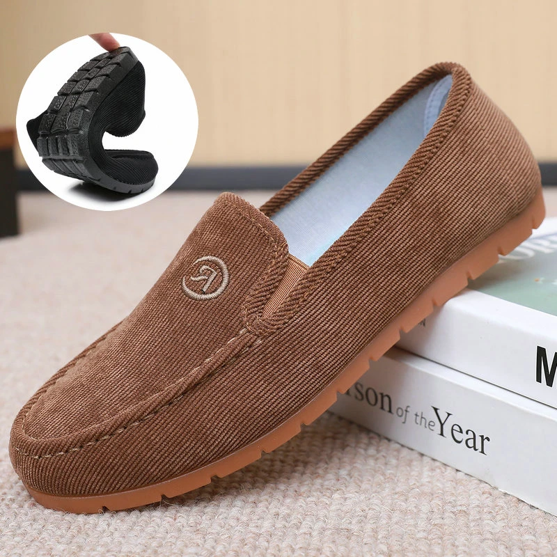 新款老北京布鞋男防滑牛筋底单鞋一脚蹬懒人豆豆鞋软底透气爸爸鞋