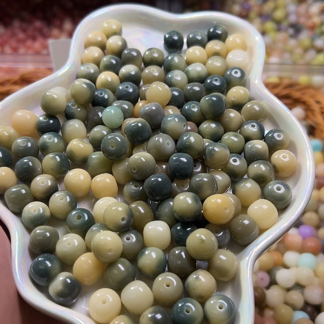 白玉菩提吊坠卡12玉化皮蛋桶110颗