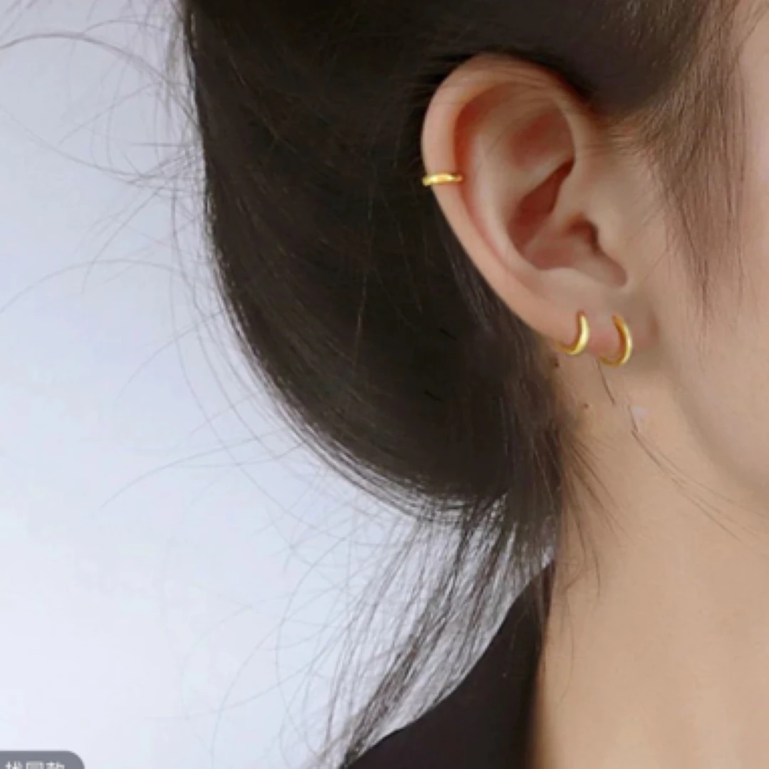 钛钢耳饰 简约小耳圈养耳洞耳环睡觉免摘耳扣女圈圈耳骨扣
