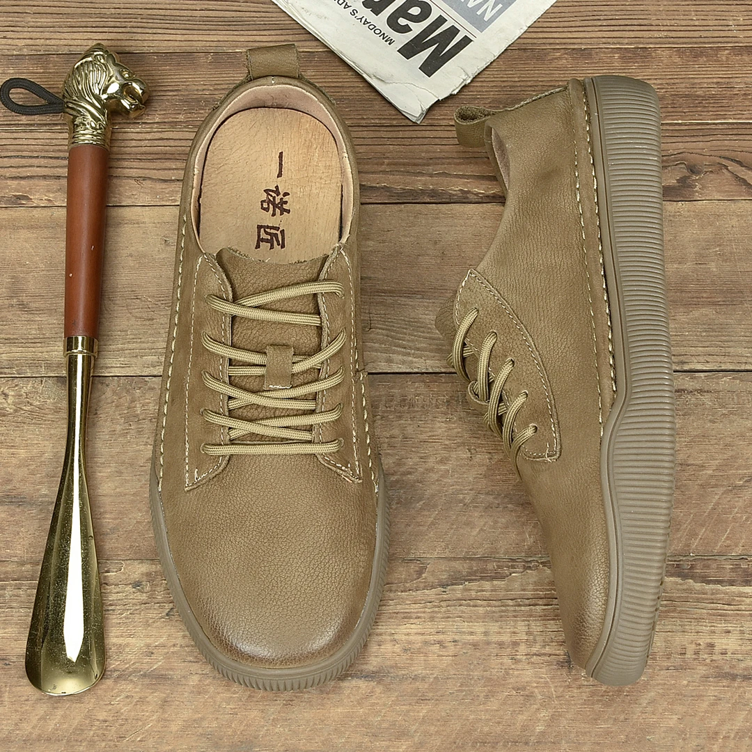 头层牛皮软底软面透气防滑耐磨复古时尚防滑低帮时尚休闲男鞋