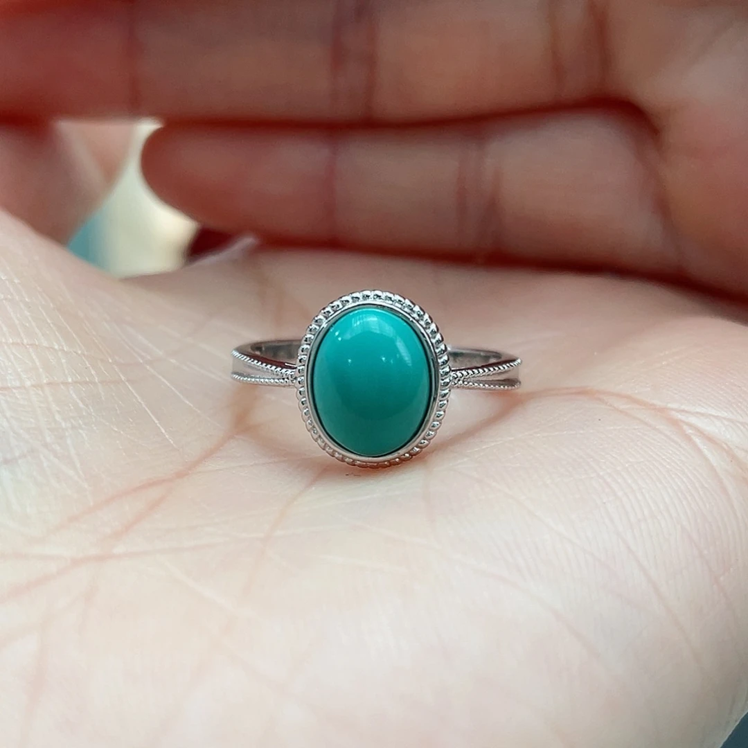 绿松石戒指银S925镶嵌