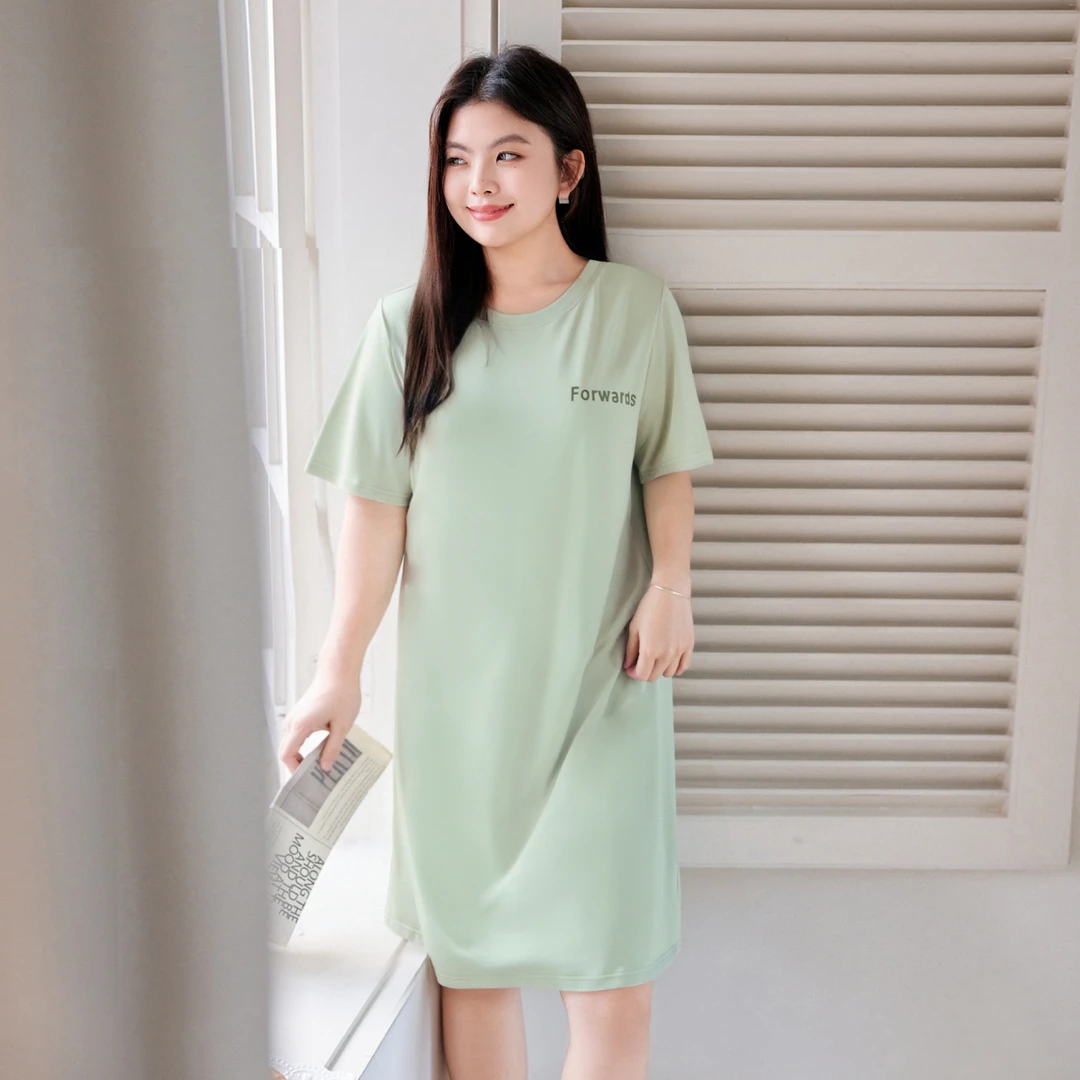 MsShe大码女装新款夏季【棉】字母印花宽松睡裙M2504065