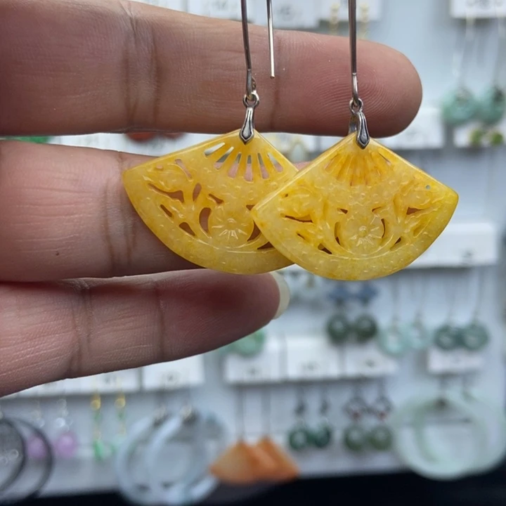 翡翠银S925镶嵌耳饰翡翠处理耳饰