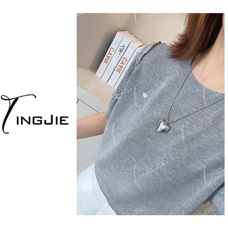 【高级新品】【高级灰】袖子巨美！B2727夏季短袖针织上衣