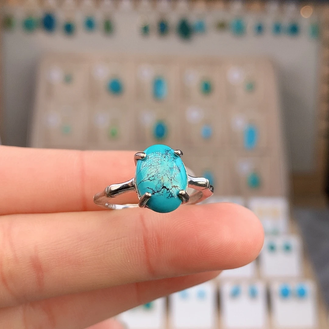 绿松石银S925镶嵌戒指