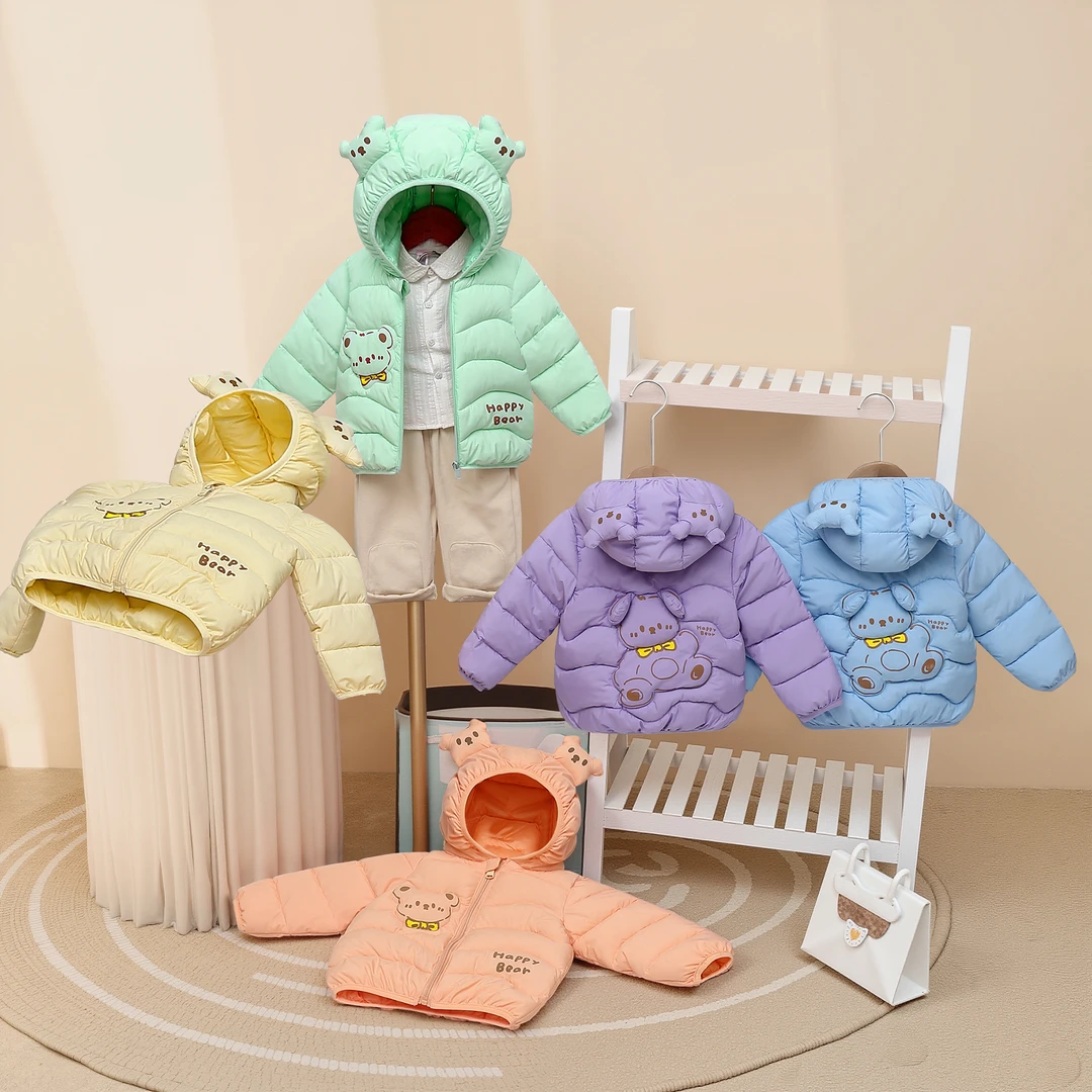 新款儿童棉服男女童洋气连帽轻薄保暖外套宝宝棉衣中小童棉袄