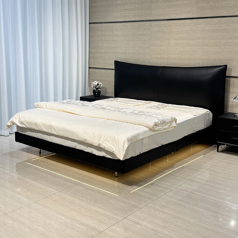 Vanyu梵屿家具香奈儿悬浮齐边床意式极简主卧真皮大床简约现代床