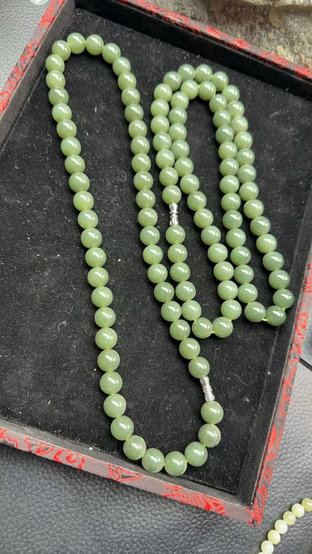 和田玉新疆且末迪克蓝A+高油妈妈链卡10mm 多样性发一