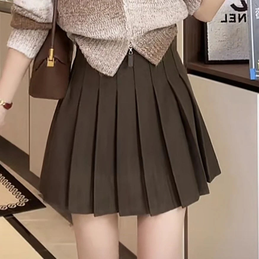 E89经典款多色高腰显瘦百褶裙秋冬毛呢半身裙学院风