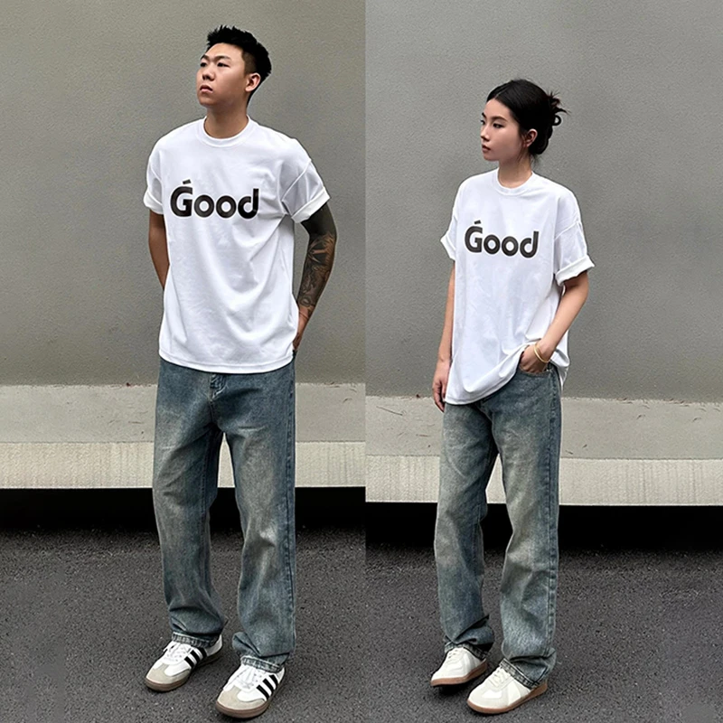 高级感t恤夏季简约潮牌字母情侣短袖高街美式半袖时尚纯棉ins上衣