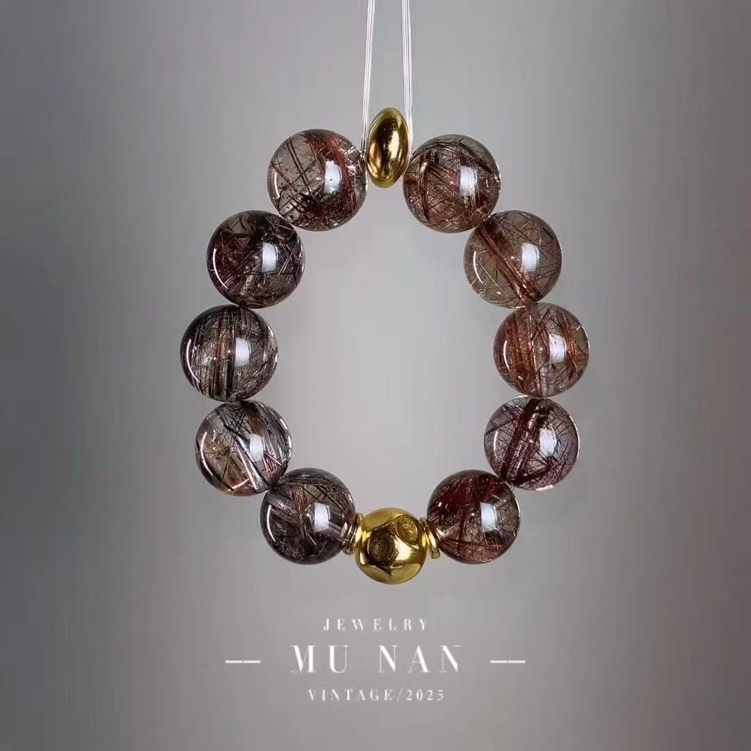 天然水晶天然收藏级魔鬼发晶水晶手串（多样性发其一）