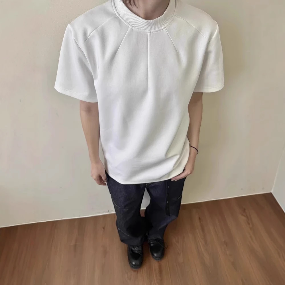 潮牌白色cleanfit短袖t恤男夏季男装设计感新款日系宽松半袖上衣