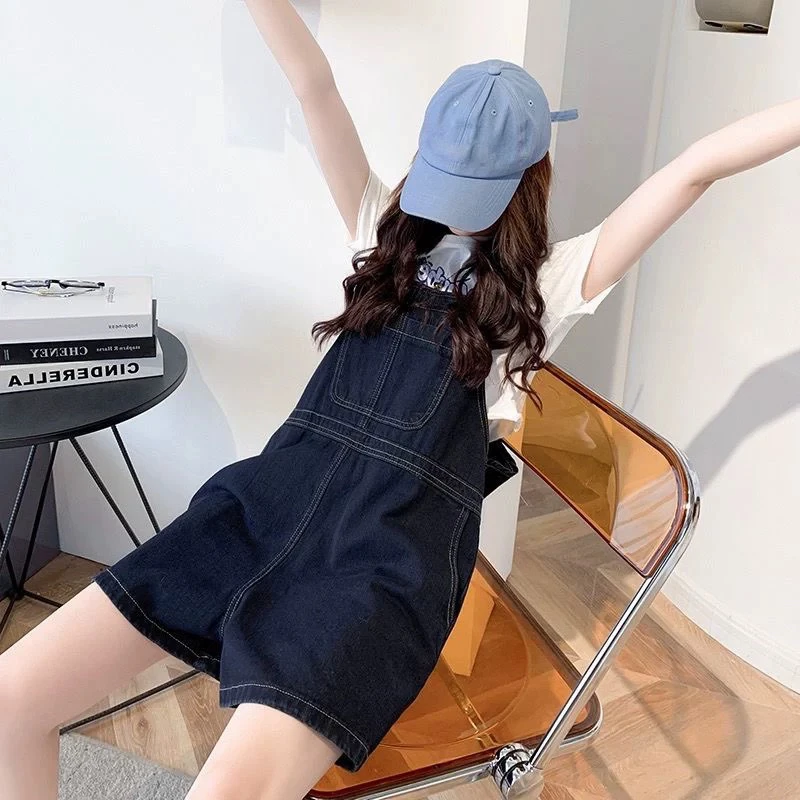 【高腰显瘦】夏季背带裤韩版女牛仔裤阔腿小个子连体减龄