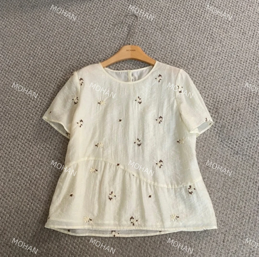 【墨涵精选】刺绣拼接韩版气质百搭休闲衫25168